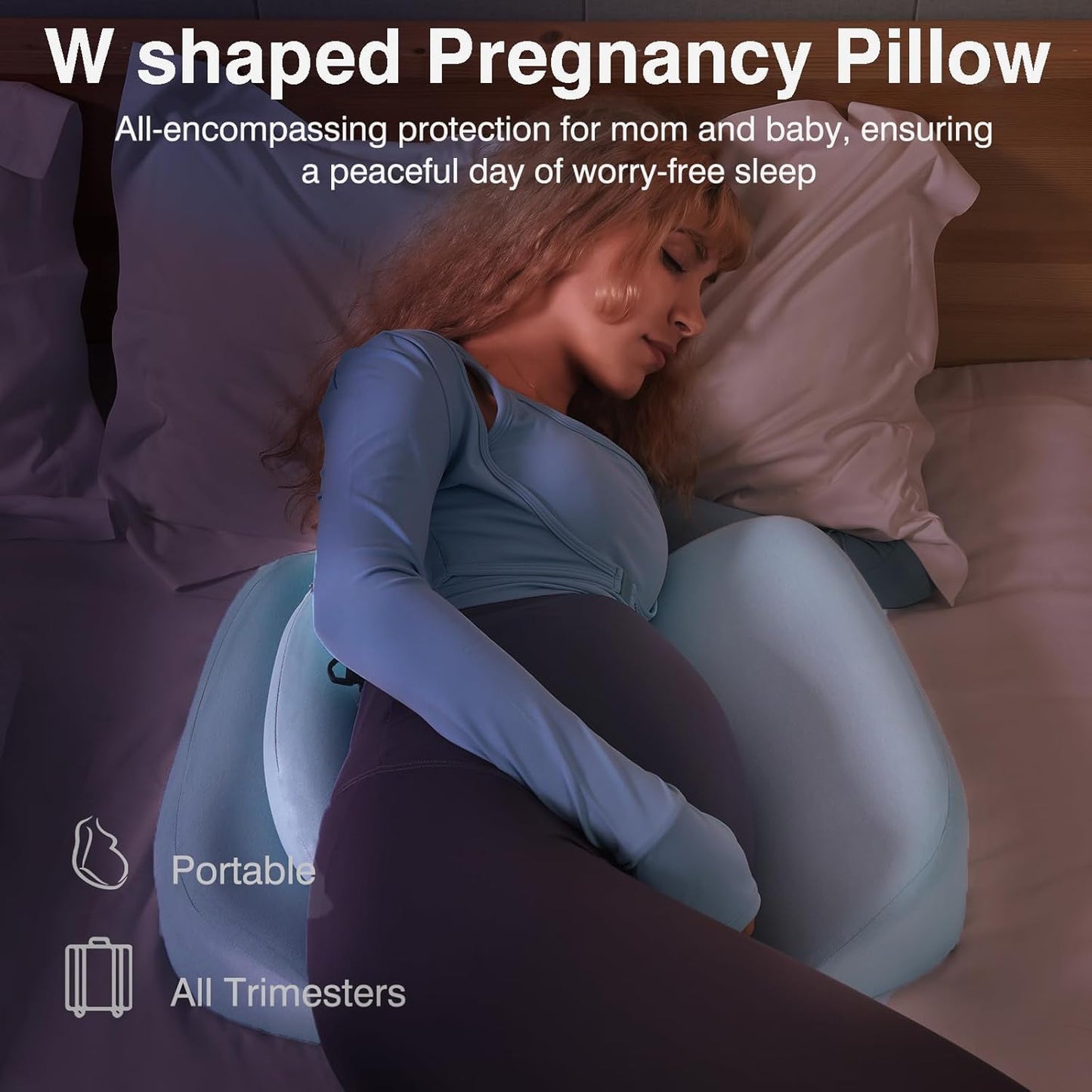 Pregnancy Pillows for Sleeping, Upgraded Memory Foam Maternity Pillow, Pregnancy Wedge Pillow for Pregnant Women with Cooling Removable, Washable Cover, Support for Belly,Back