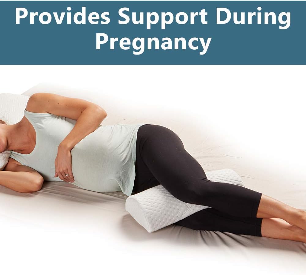 Knee Pillow for Side Sleepers with Adjustable Strap – Memory Foam Leg Cushion, Comfortable Sleeping Support for Sciatica Relief, Back, Hip, Knee & Joint Pain, Spine Alignment (White)