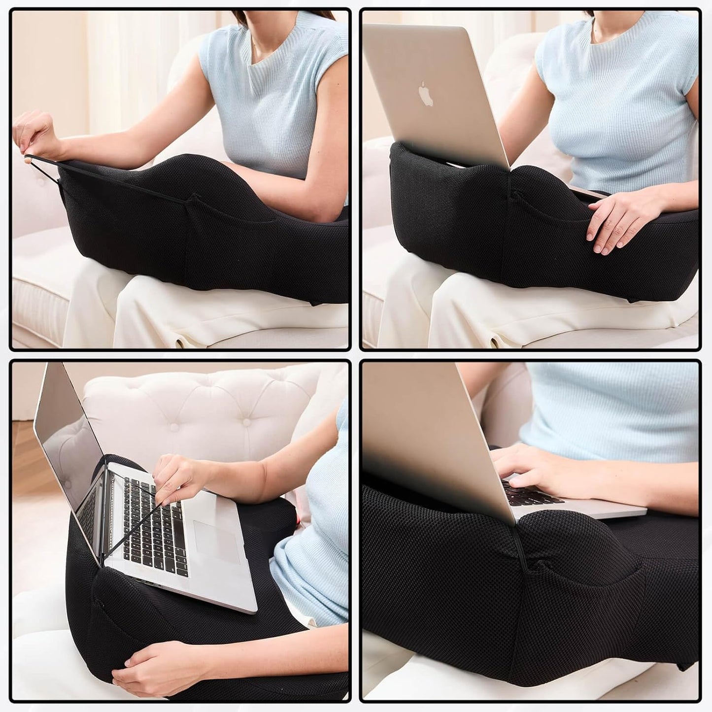 Laptop Cushion Desk – Portable Lap Desk with Soft Cushion, Heat Protection & Ergonomic Wrist Support for Bed, Sofa & Travel