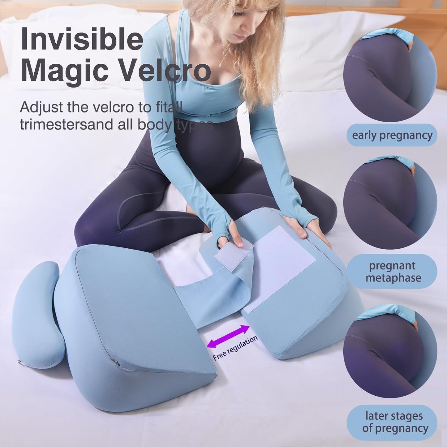 Pregnancy Pillows for Sleeping, Upgraded Memory Foam Maternity Pillow, Pregnancy Wedge Pillow for Pregnant Women with Cooling Removable, Washable Cover, Support for Belly,Back