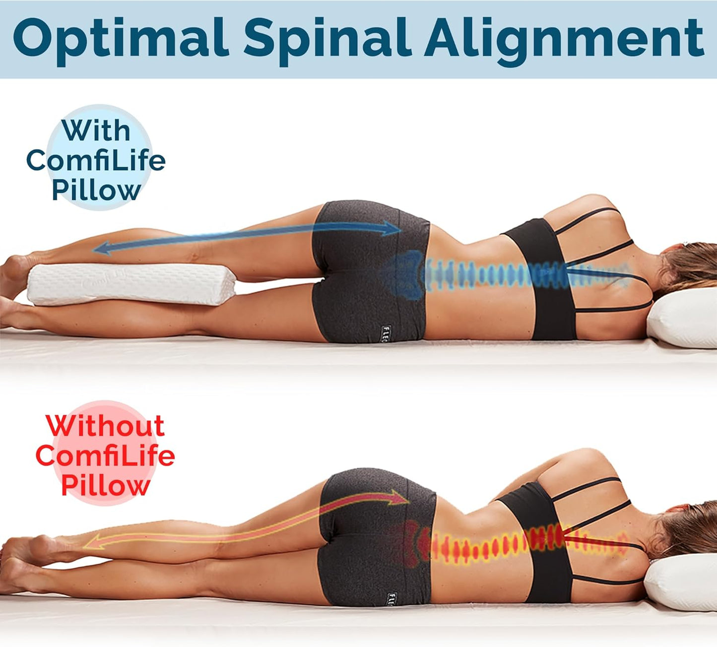 Knee Pillow for Side Sleepers with Adjustable Strap – Memory Foam Leg Cushion, Comfortable Sleeping Support for Sciatica Relief, Back, Hip, Knee & Joint Pain, Spine Alignment (White)