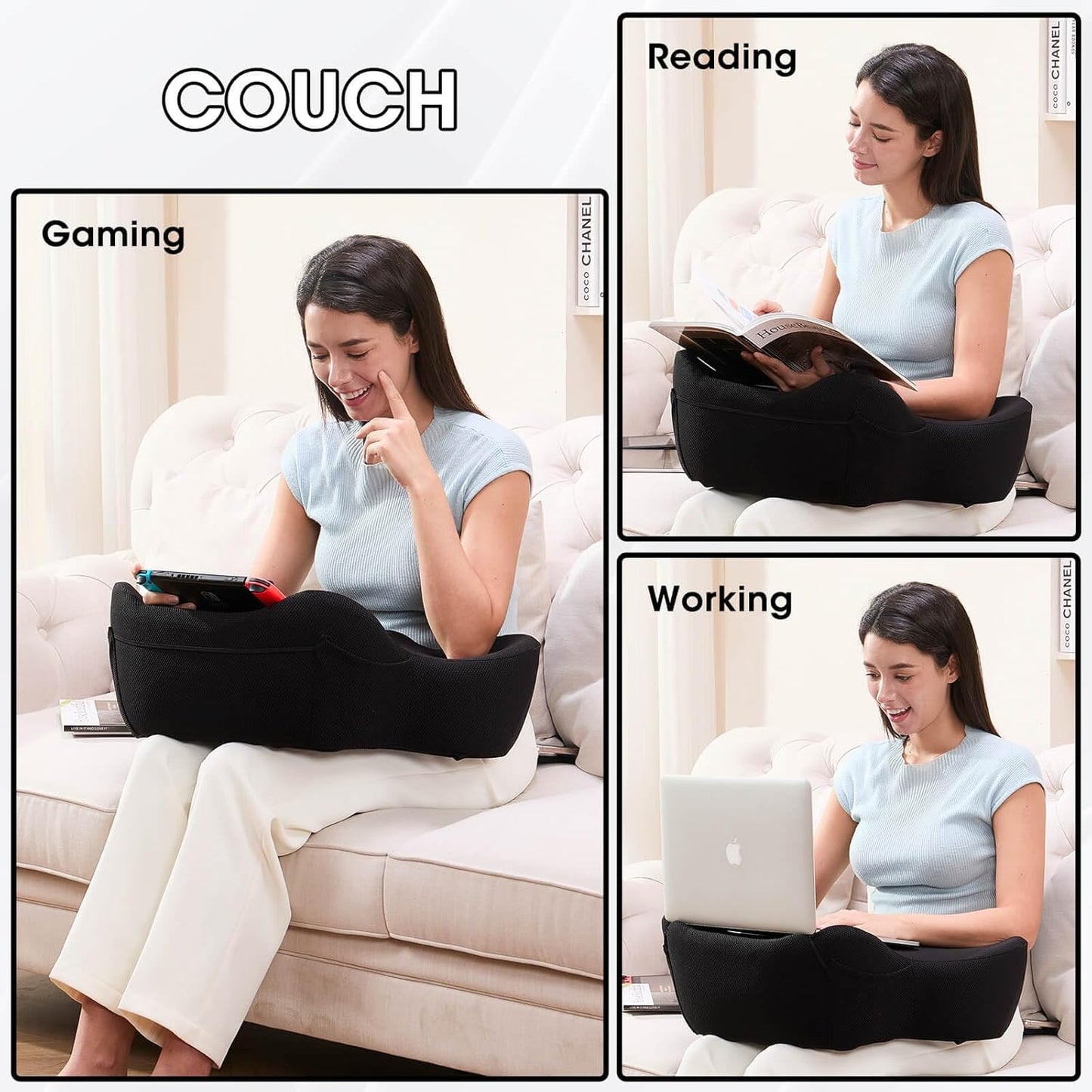 Laptop Cushion Desk – Portable Lap Desk with Soft Cushion, Heat Protection & Ergonomic Wrist Support for Bed, Sofa & Travel