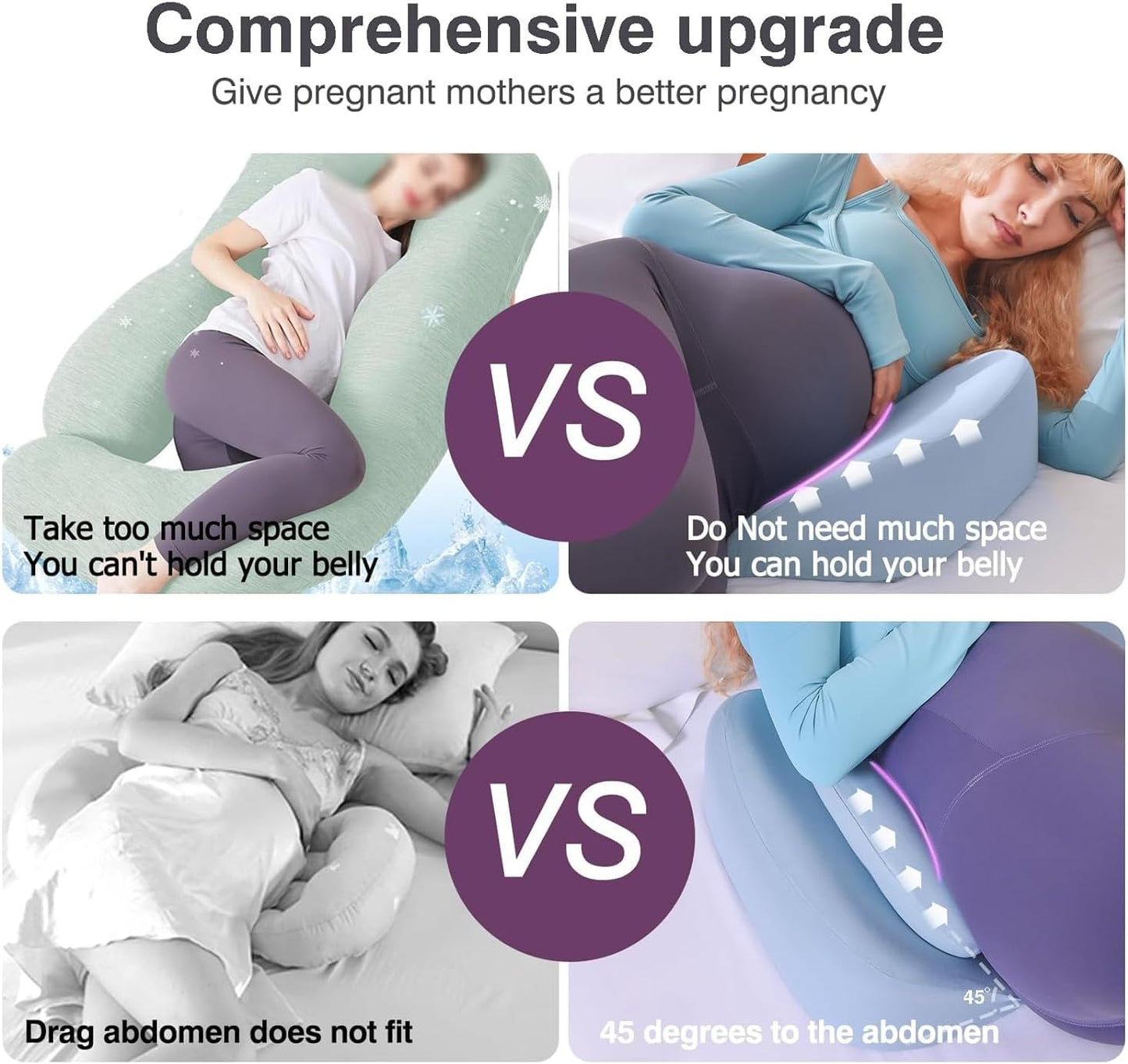 Pregnancy Pillows for Sleeping, Upgraded Memory Foam Maternity Pillow, Pregnancy Wedge Pillow for Pregnant Women with Cooling Removable, Washable Cover, Support for Belly,Back
