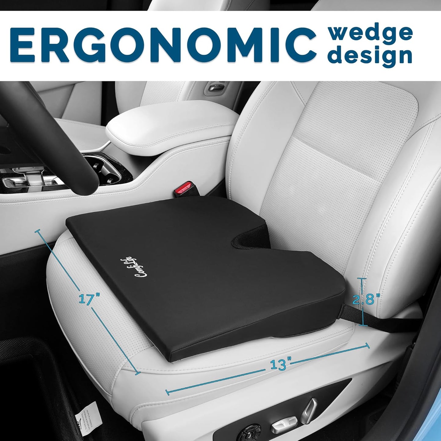 Memory Foam Car Seat Cushion – Ergonomic Support for Driving Comfort, Sciatica & Tailbone Pain Relief