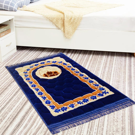 Val-vet Foam Print Embossed Jai namaz / Janamaz / Prayer Rug / Prayer Mat Comficushion