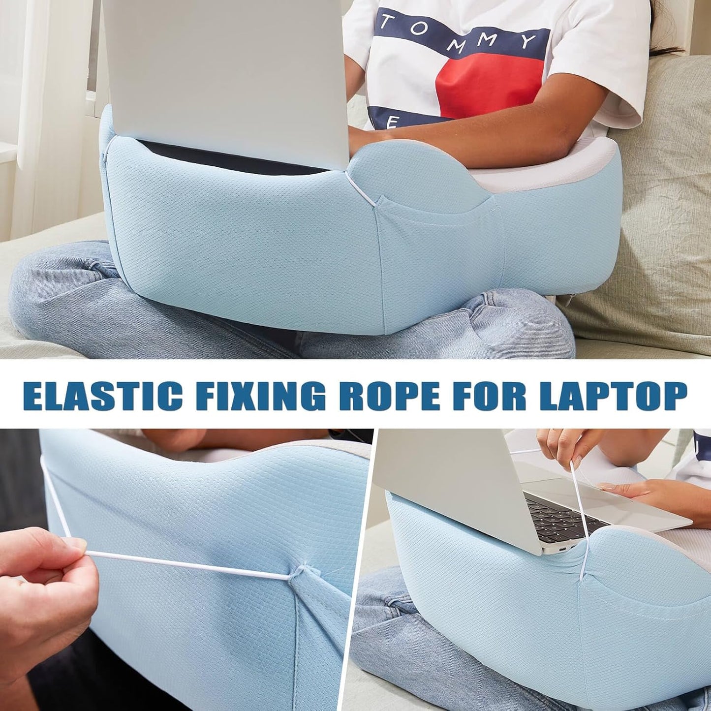 Laptop Cushion Desk – Portable Lap Desk with Soft Cushion, Heat Protection & Ergonomic Wrist Support for Bed, Sofa & Travel