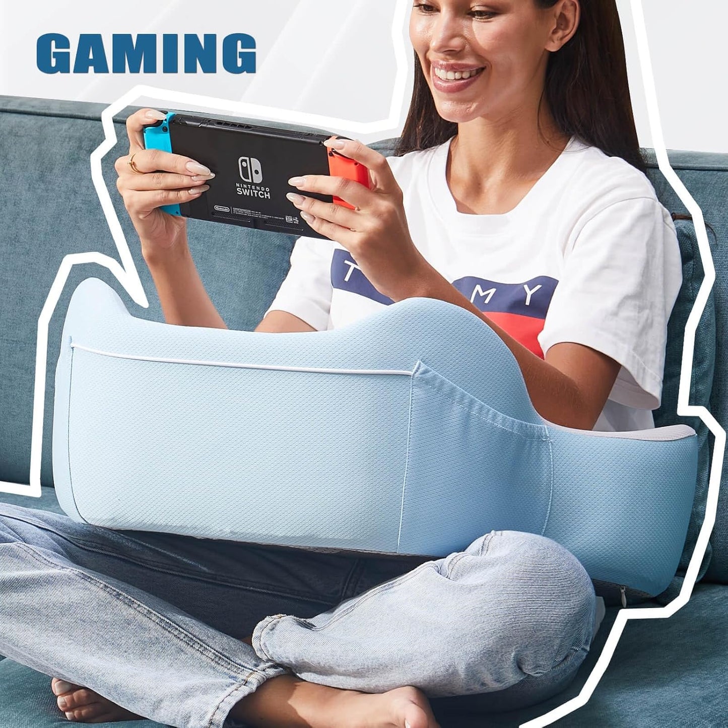 Laptop Cushion Desk – Portable Lap Desk with Soft Cushion, Heat Protection & Ergonomic Wrist Support for Bed, Sofa & Travel