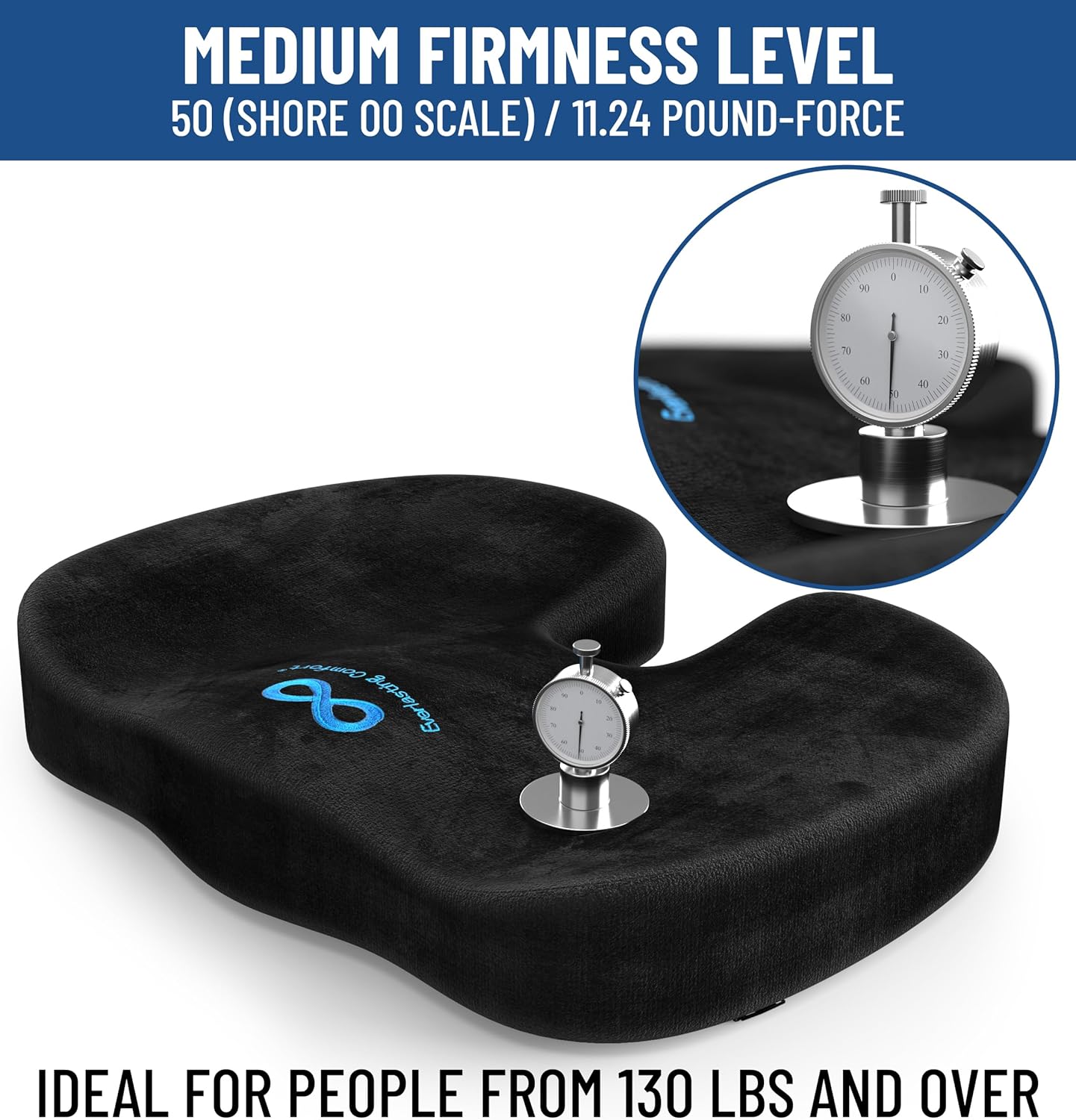 Memory Foam Seat Cushion for Office, Car & Gaming – Tailbone, Hip & Sciatica Pain Relief – Extra Large Ergonomic Chair Cushion for Long Sitting & Travel