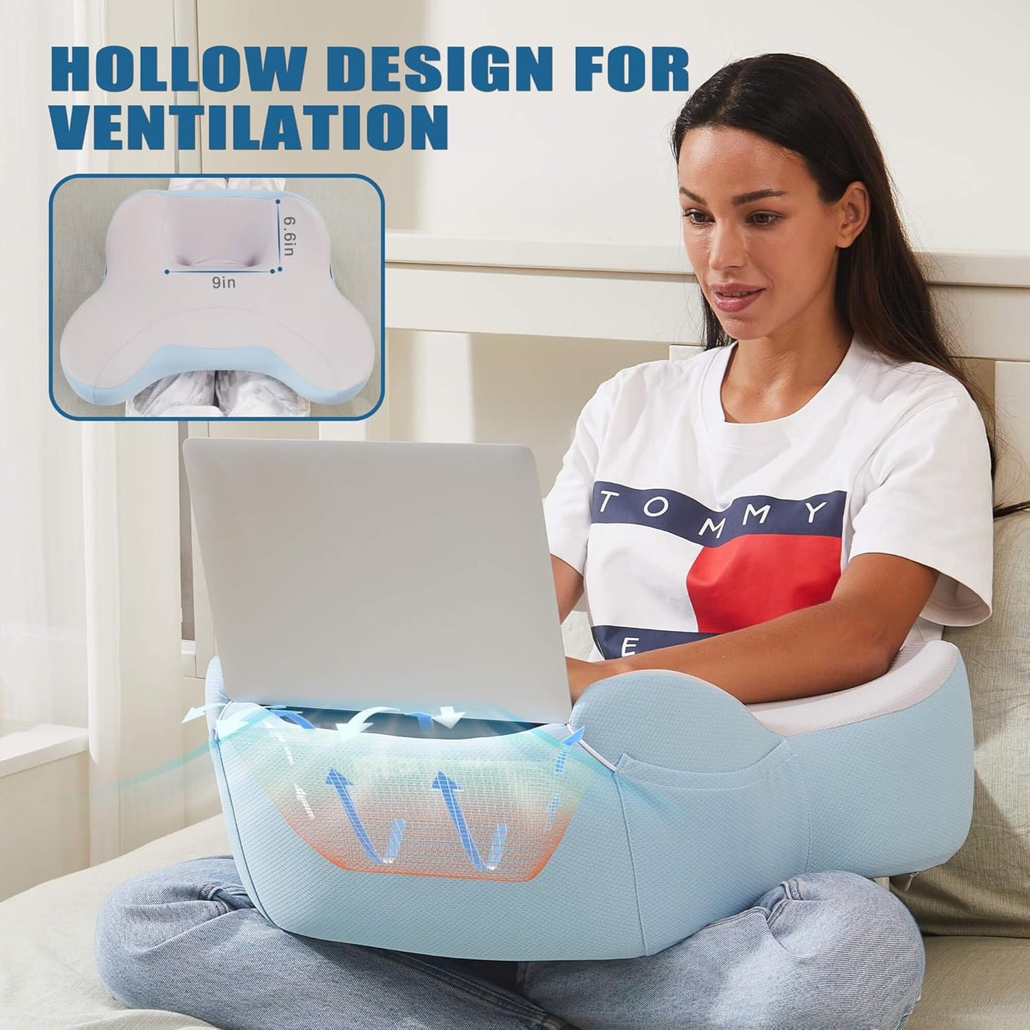 Laptop Cushion Desk – Portable Lap Desk with Soft Cushion, Heat Protection & Ergonomic Wrist Support for Bed, Sofa & Travel