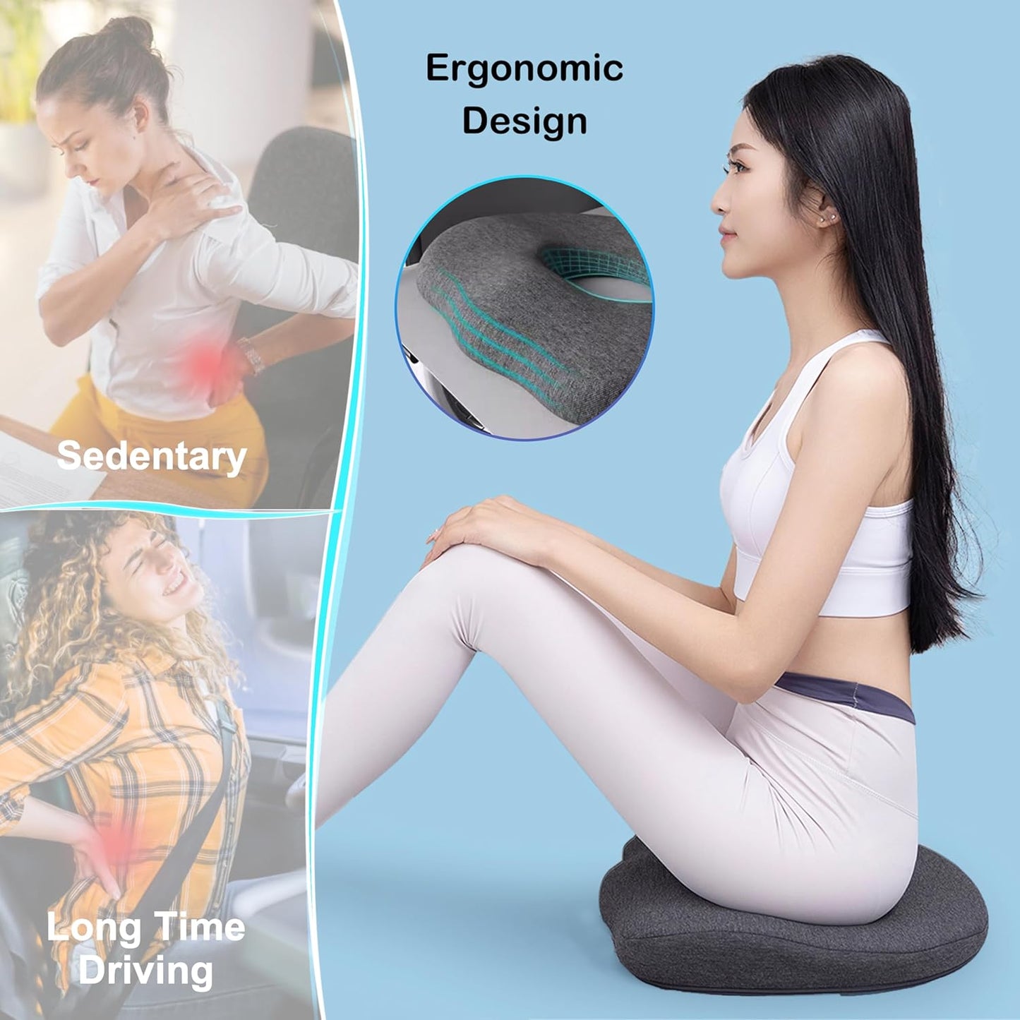 Bed Sore Cushion for Butt – Donut Pillow with O-Shaped Tailbone Relief, Pressure Relief for Sitting & Sleeping, Buttocks Comfort Pillow