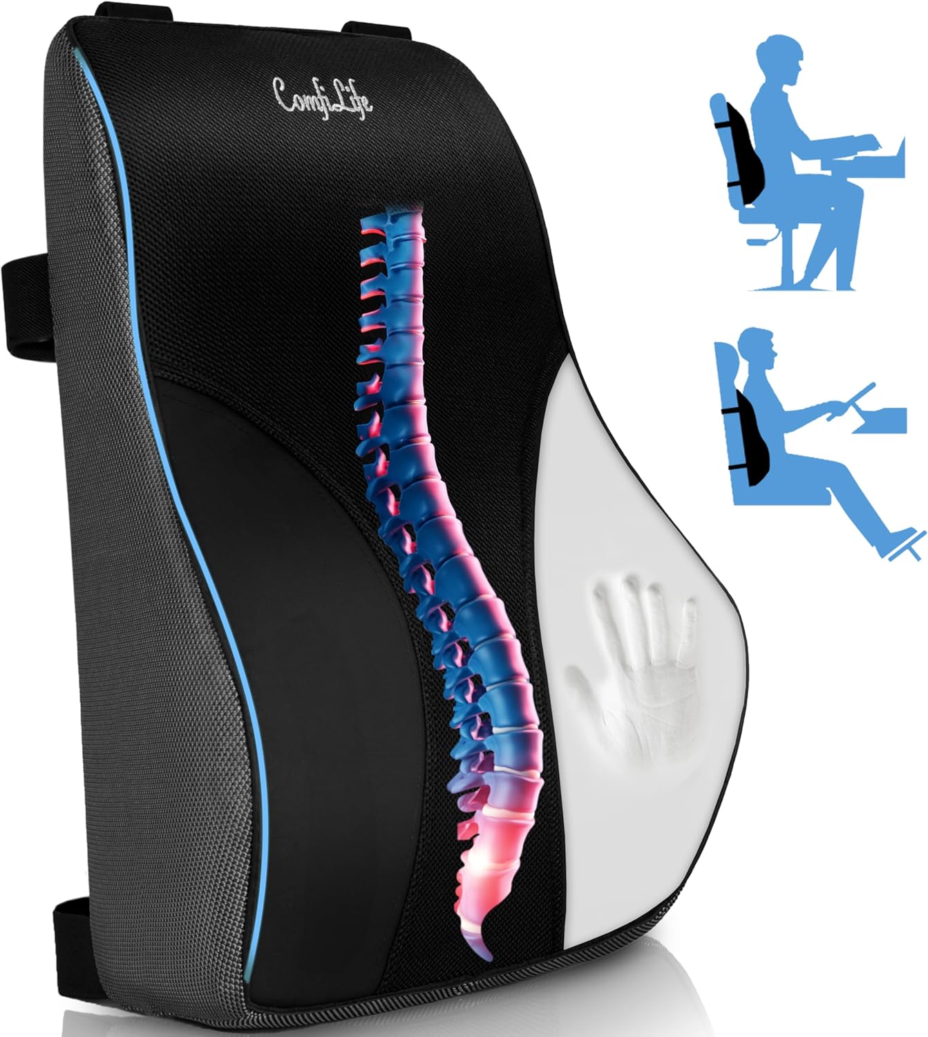 Office Chair Back Cushion – Ergonomic Lumbar Support Pillow for Back Pain Relief, Posture Correction & Long Sitting Comfort