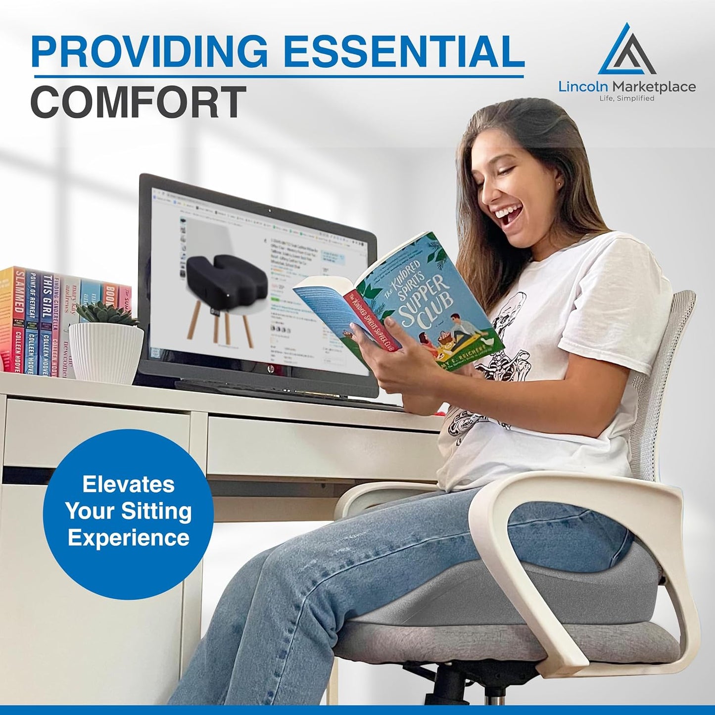 Extra-Dense Memory Foam Seat Cushion – Ergonomic Design for Pain Relief, Posture Support & Pressure Reduction – Experience All-Day Comfort by Lincoln Marketplace