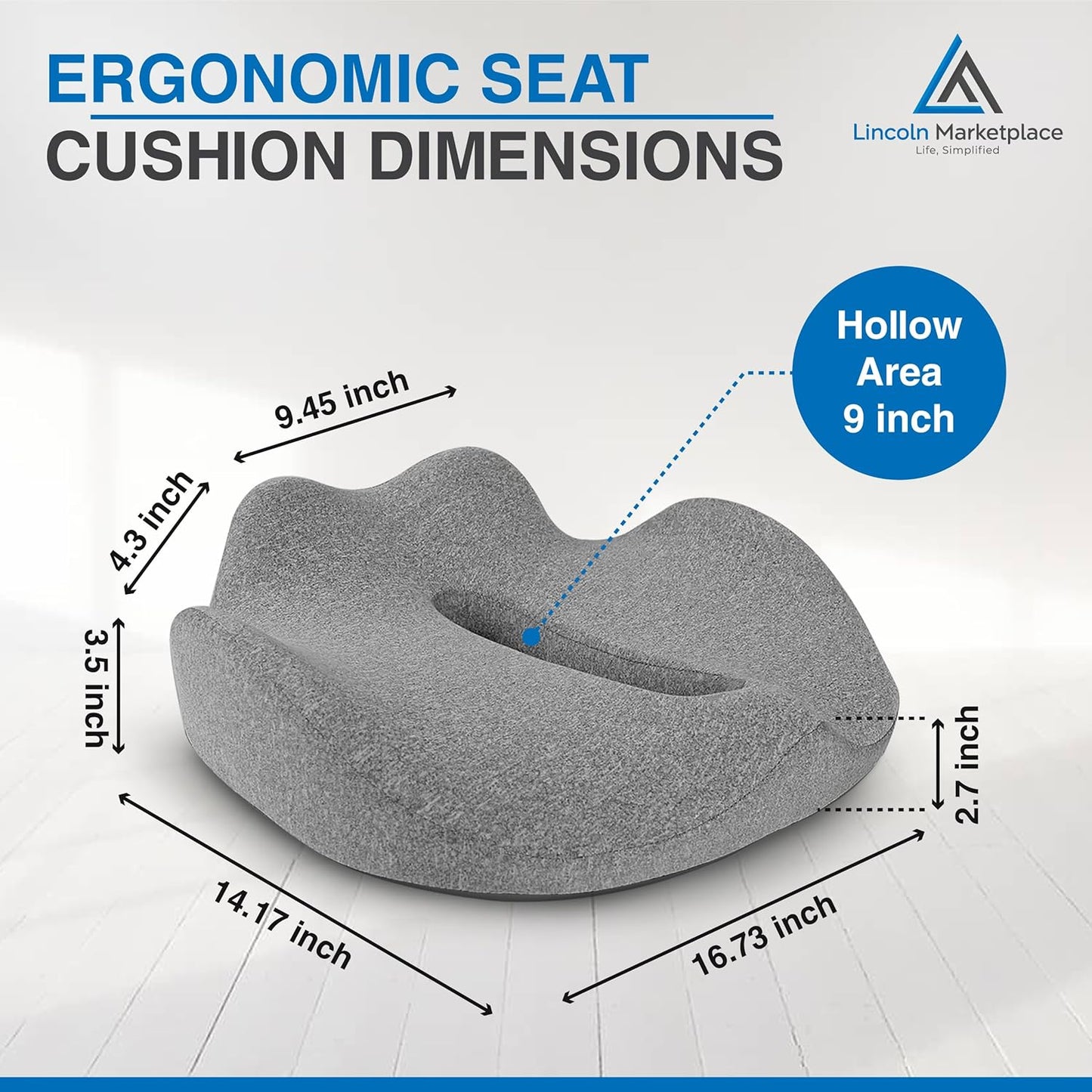 Extra-Dense Memory Foam Seat Cushion – Ergonomic Design for Pain Relief, Posture Support & Pressure Reduction – Experience All-Day Comfort by Lincoln Marketplace