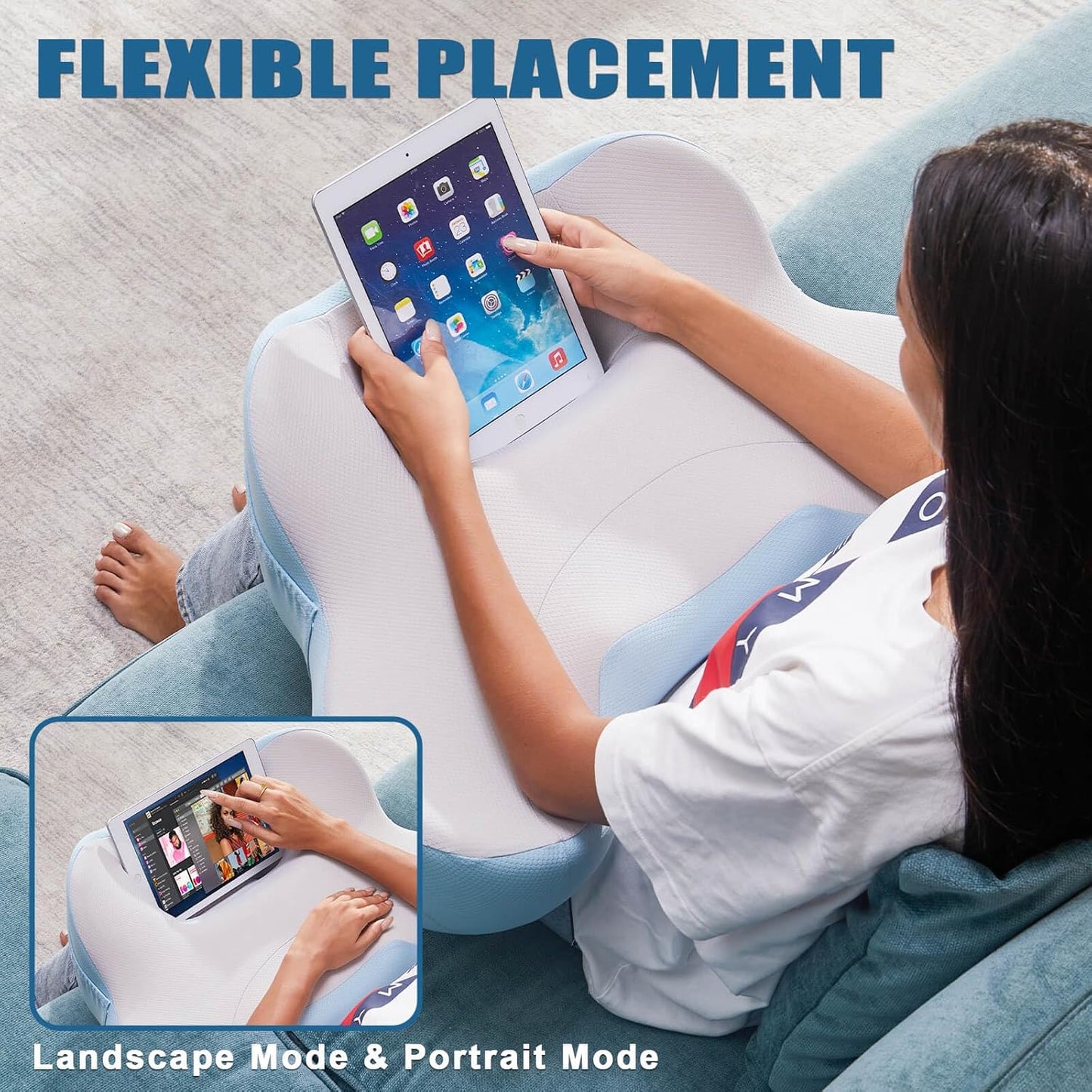 Laptop Cushion Desk – Portable Lap Desk with Soft Cushion, Heat Protection & Ergonomic Wrist Support for Bed, Sofa & Travel