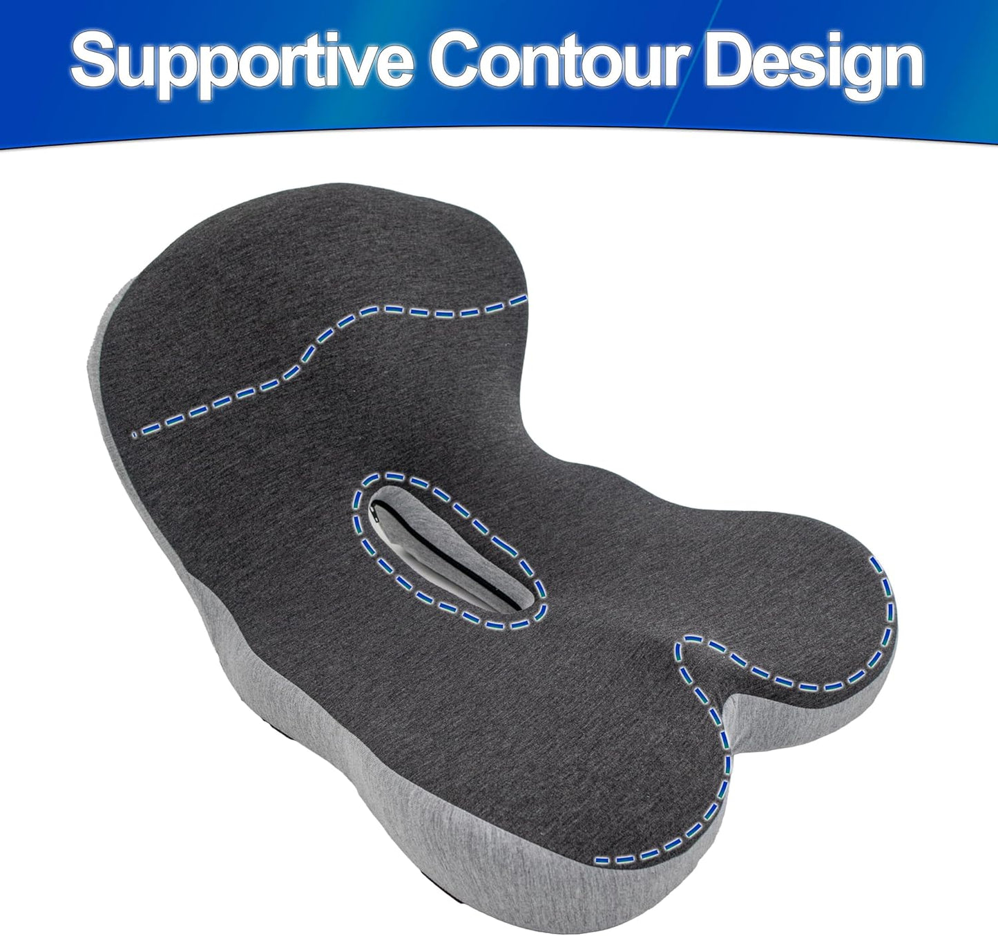 Ergonomic Memory Foam Seat Cushion with Lumbar and Back Support – Coccyx and Tailbone Pain Relief, Orthopedic Posture Correction, Breathable Washable Cover