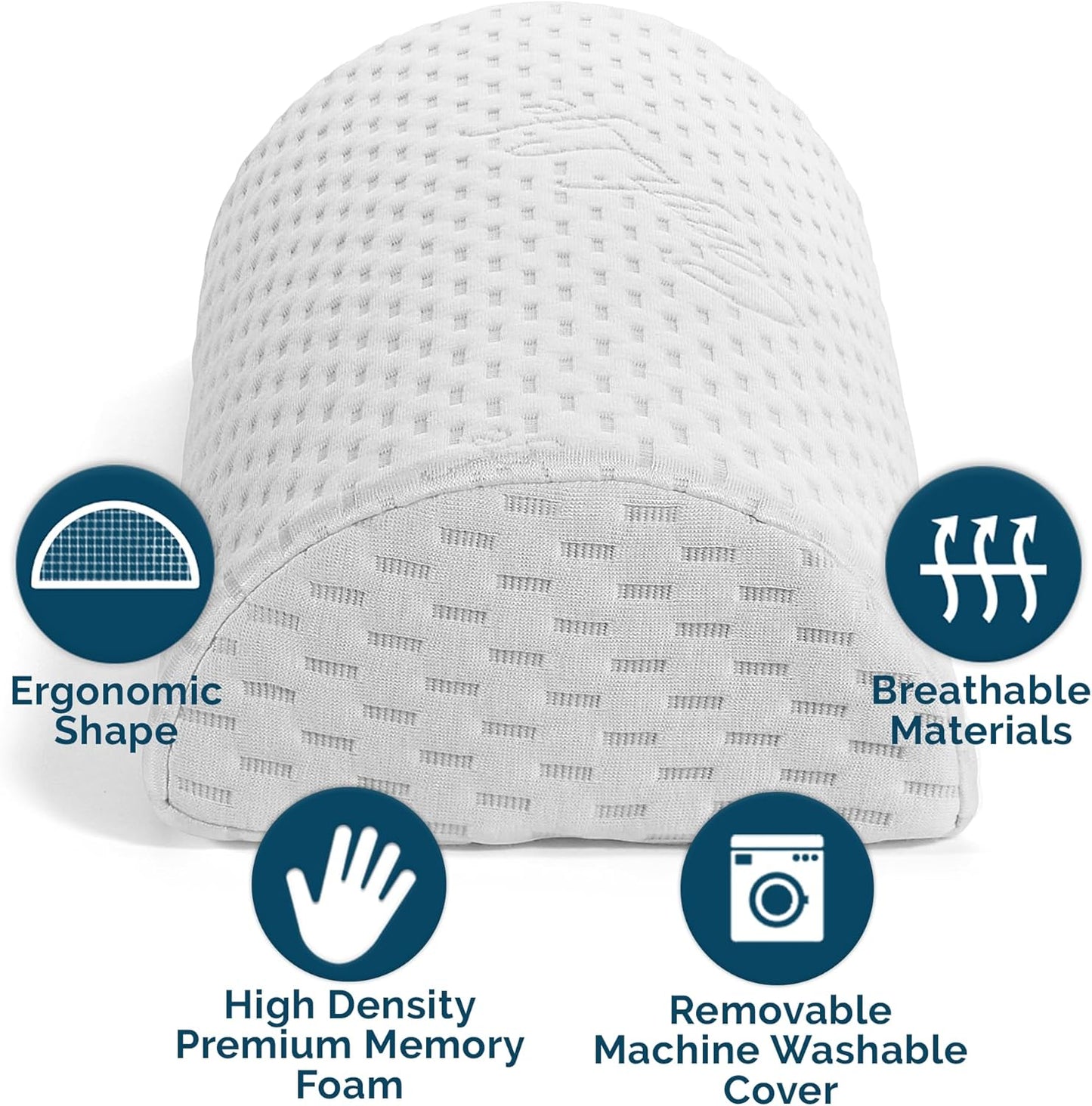 Knee Pillow for Side Sleepers with Adjustable Strap – Memory Foam Leg Cushion, Comfortable Sleeping Support for Sciatica Relief, Back, Hip, Knee & Joint Pain, Spine Alignment (White)