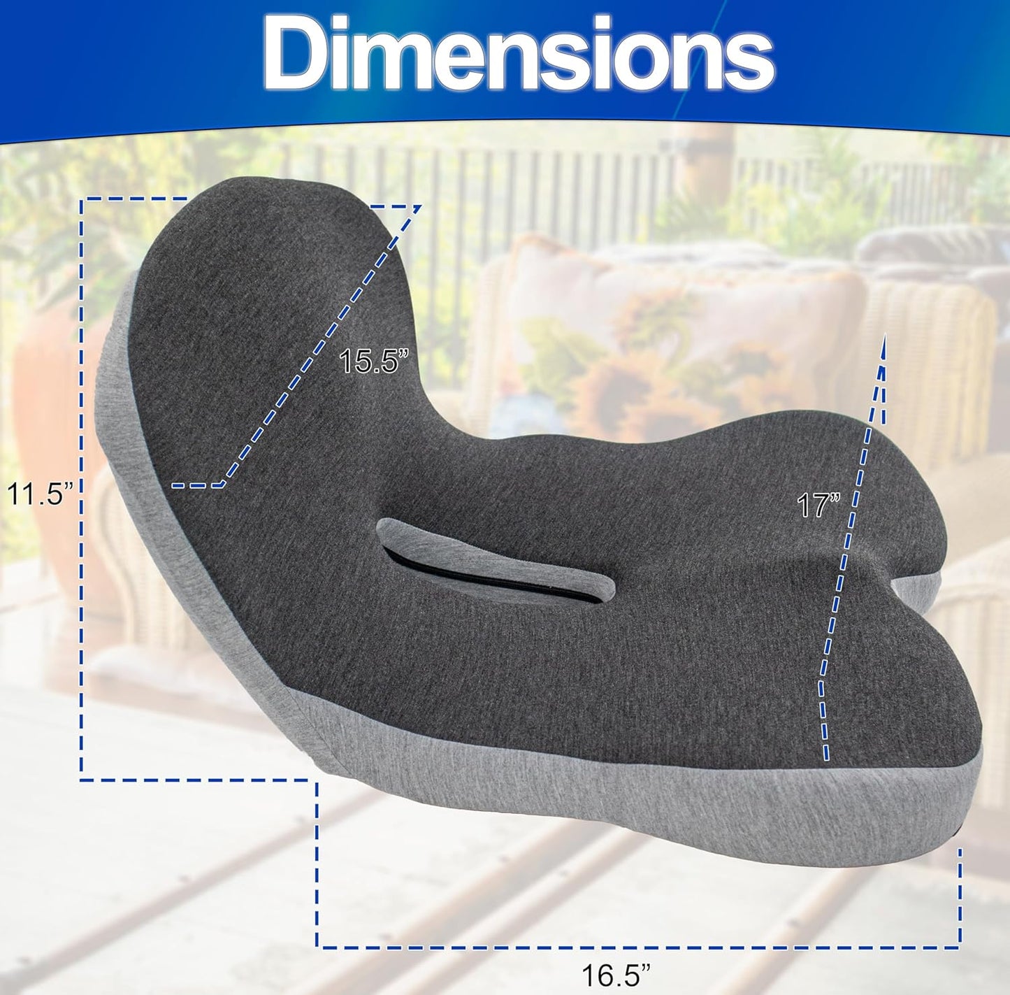 Ergonomic Memory Foam Seat Cushion with Lumbar and Back Support – Coccyx and Tailbone Pain Relief, Orthopedic Posture Correction, Breathable Washable Cover