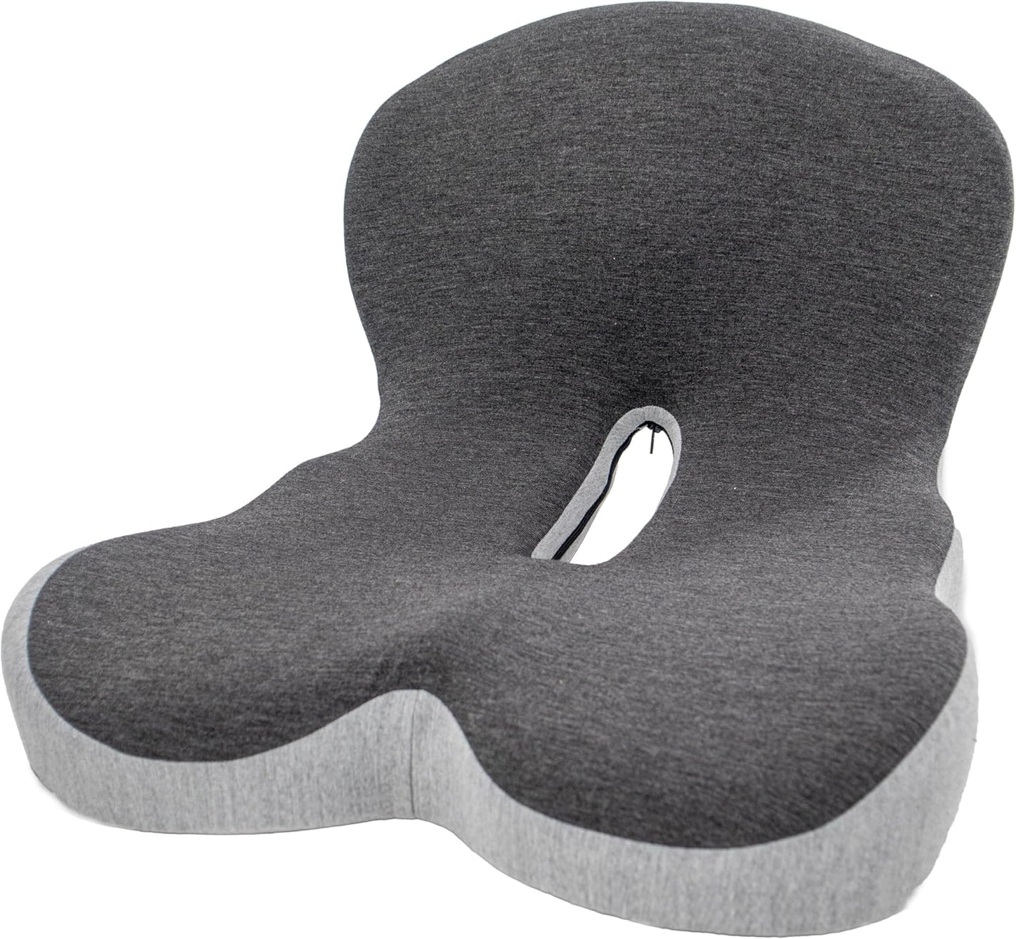 Ergonomic Memory Foam Seat Cushion with Lumbar and Back Support – Coccyx and Tailbone Pain Relief, Orthopedic Posture Correction, Breathable Washable Cover