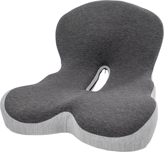 Ergonomic Memory Foam Seat Cushion with Lumbar and Back Support – Coccyx and Tailbone Pain Relief, Orthopedic Posture Correction, Breathable Washable Cover