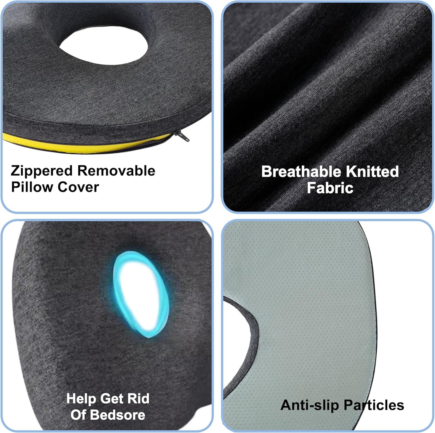 Bed Sore Cushion for Butt – Donut Pillow with O-Shaped Tailbone Relief, Pressure Relief for Sitting & Sleeping, Buttocks Comfort Pillow