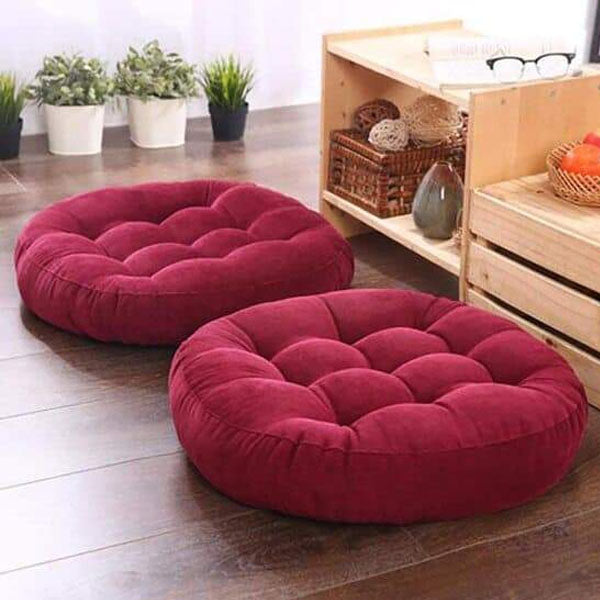 Premium Round Shape Velvet Floor Cushions